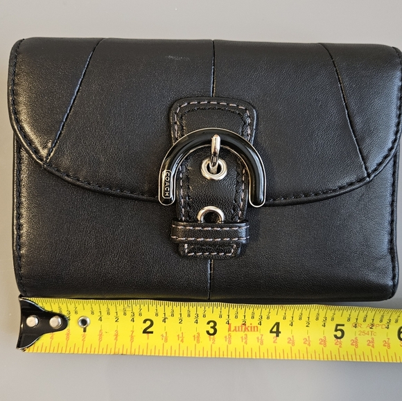 Coach Soho Black Trifold Leather Buckle Wallet - Picture 13 of 15